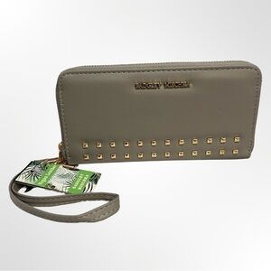 Badgley Mischka Gray Studded Wristlet Phone Holder Purse